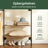 SoBuy KLS19-SCH wandgemonteerde kledingstang met 4 hangstangen + 4 MDF-planken, open kledingkast, draagvermogen 120 kg voor slaapkamer, 265x48x220 cm, industrieel zwart