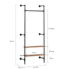 SoBuy KLS20-SCH Compact Wandkledingrek met 2 MDF-Planken, Kledingrek aan de Muur, Draagvermogen 45 kg, Industrieel Zwart, 91,5x48x220 cm