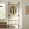 SoBuy KLS20-SCH Compact Wandkledingrek met 2 MDF-Planken, Kledingrek aan de Muur, Draagvermogen 45 kg, Industrieel Zwart, 91,5x48x220 cm
