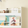 SoBuy KMB08-II-W Montessori Kinderboekenkast Wandrek, Kinderboekenplank met 4 Niveaus, Ruimtebesparende Kinderopbergrek Wit 80×12×118 cm