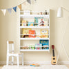 SoBuy KMB08-II-W Montessori Kinderboekenkast Wandrek, Kinderboekenplank met 4 Niveaus, Ruimtebesparende Kinderopbergrek Wit 80×12×118 cm