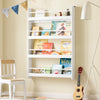 SoBuy KMB08-II-W Montessori Kinderboekenkast Wandrek, Kinderboekenplank met 4 Niveaus, Ruimtebesparende Kinderopbergrek Wit 80×12×118 cm