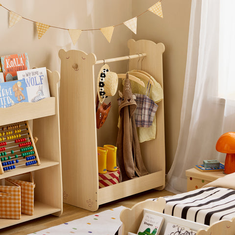 SoBuy KMB102-N Kledingrek voor Kinderen, Kledingkast voor Kinderen, Kledingrek Kinderkamer in Beervorm, 71 x 40 x 110 cm