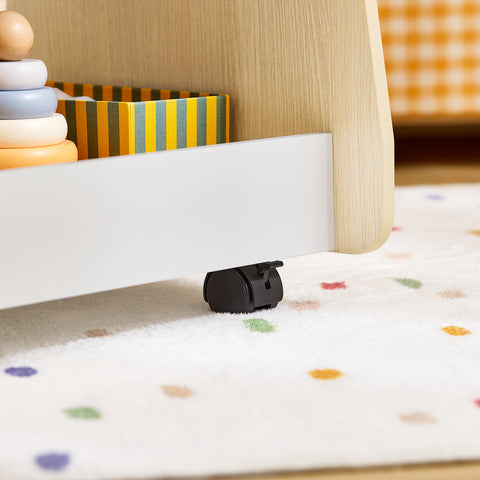 SoBuy KMB103-WN Boekenrek voor kinderen, speelgoedrek, boekenkast met wielen voor kinderkamer en speelkamer
