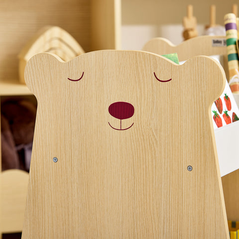 SoBuy KMB103-WN Boekenrek voor kinderen, speelgoedrek, boekenkast met wielen voor kinderkamer en speelkamer