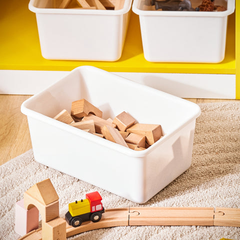 SoBuy KMB108-G Boeken- en speelgoedrek, kinderboekenkast, opbergrek voor kinderkamer, opbergkast voor speelgoed en boeken, 3 vakken en 3 afneembare dozen