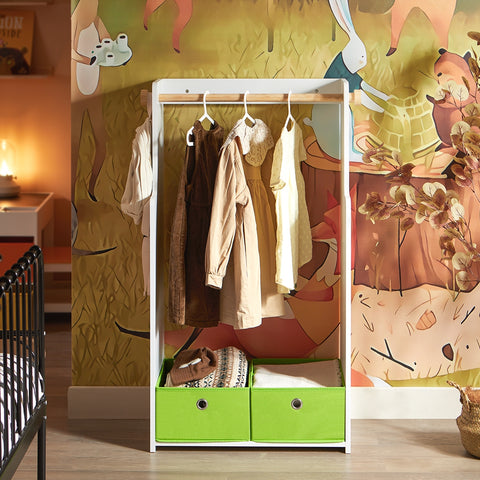 SoBuy KMB109-W Kledingrek voor kinderen, kledingkast voor kinderen, kledingrek voor kinderen, kledingrek