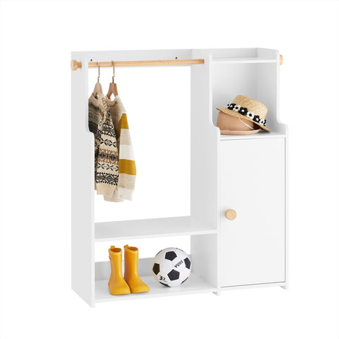 SoBuy KMB110-W Kledingrek voor kinderen, kledingkast voor kinderen, kledingrek voor kinderkamer, met 2 vakken en 1 deur