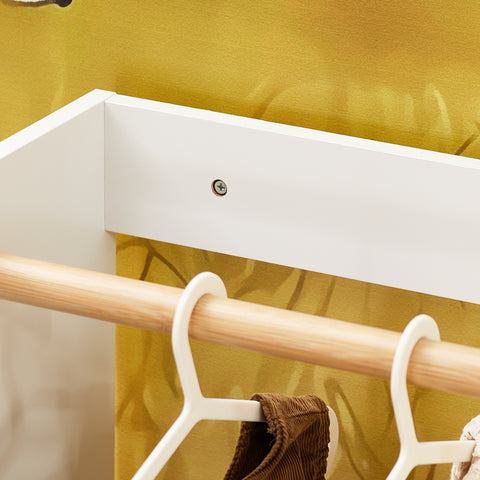 SoBuy KMB110-W Kledingrek voor kinderen, kledingkast voor kinderen, kledingrek voor kinderkamer, met 2 vakken en 1 deur