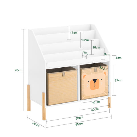 SoBuy KMB115-W kinderboekenkast, boekenplank op poten, speelgoedopbergplank