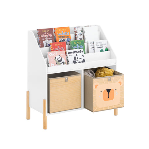 SoBuy KMB115-W kinderboekenkast, boekenplank op poten, speelgoedopbergplank