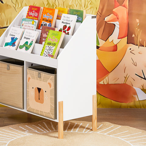 SoBuy KMB115-W kinderboekenkast, boekenplank op poten, speelgoedopbergplank