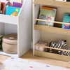 SoBuy KMB121-WN Kinderboekenkast 4 Niveaus – Montessori Boekenrek & Speelgoedopberger, Wit/Naturel, 60×15×130,5 cm