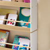 SoBuy KMB121-WN Kinderboekenkast 4 Niveaus – Montessori Boekenrek & Speelgoedopberger, Wit/Naturel, 60×15×130,5 cm