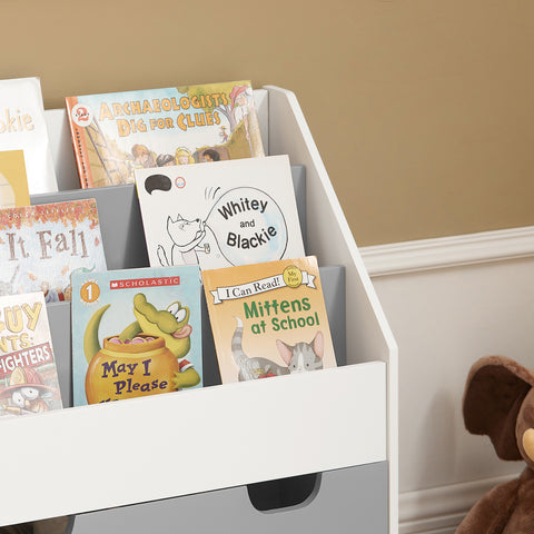 SoBuy KMB17-HG Boekenrek Opbergvak voor Kinderen Kinderboekenkast Kinderplank