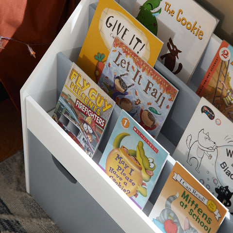 SoBuy KMB17-HG Boekenrek Opbergvak voor Kinderen Kinderboekenkast Kinderplank