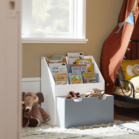 SoBuy KMB17-HG Boekenrek Opbergvak voor Kinderen Kinderboekenkast Kinderplank