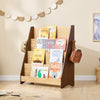 SoBuy KMB32-N Boekenkast voor kinderen, speelgoed, boekenkast, 4 niveaus, met 2 haken, boekenrek, opbergkast, slaapkamer, kantoor, woonkamer, natuur, 91 x 30 x 89 cm