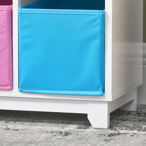 SoBuy KMB34-F Kinderboekenkast met opbergvakken en 3 dozen speelgoedrek opbergrek voor kinderen speelgoed organizer