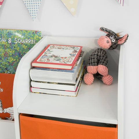 SoBuy KMB37-W Opbergplank voor kinderboeken en speelgoed Boekenkast met 2 manden