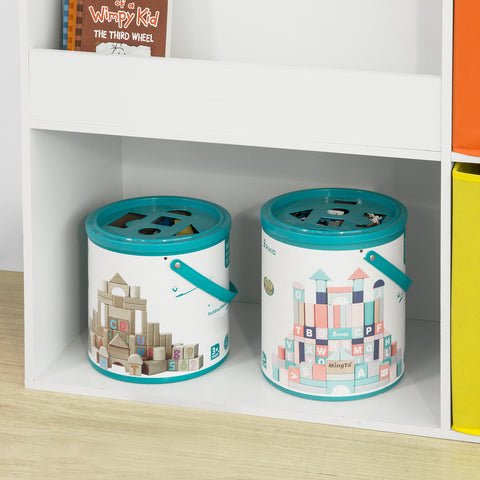 SoBuy KMB37-W Opbergplank voor kinderboeken en speelgoed Boekenkast met 2 manden