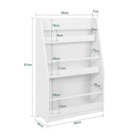 SoBuy KMB45-W Kinderplank, Boekenplank Opbergplank met 4 Planken voor Boeken en Decoratie