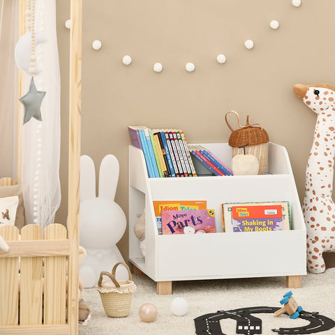 SoBuy KMB54-W Kinderplank, Speelgoedplank, Boekenplank, Opbergplank voor Boeken en Speelgoed, Kinderboekenkast met 3 Compartimenten