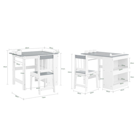 SoBuy KMB60-HG Kinderbureauset Kindertafel en Stoel Set Peuters Tafel Kindertafel Kinderstudietafel Kleurtafel