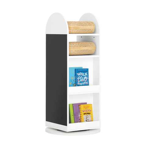 SoBuy KMB64-W Kinderplank Kinderopbergrek Kinderopbergkast 360 Draaibare boekenplank Boekenkasten voor Kinderen Opbergrek voor Boeken en Speelgoed