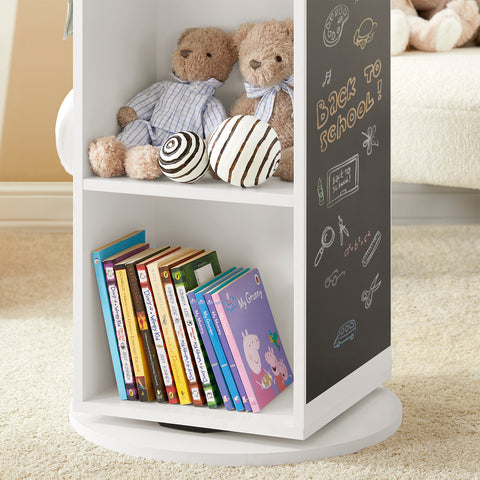 SoBuy KMB64-W Kinderplank Kinderopbergrek Kinderopbergkast 360 Draaibare boekenplank Boekenkasten voor Kinderen Opbergrek voor Boeken en Speelgoed