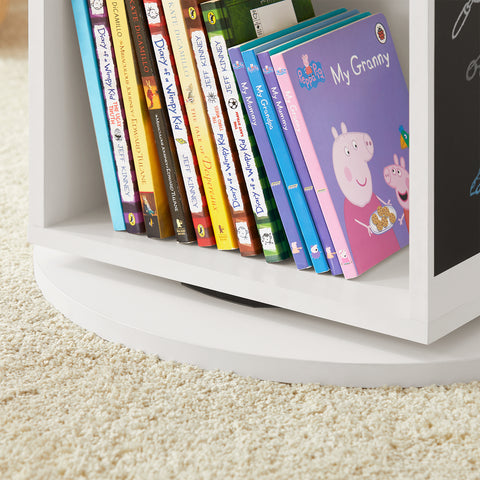 SoBuy KMB64-W Kinderplank Kinderopbergrek Kinderopbergkast 360 Draaibare boekenplank Boekenkasten voor Kinderen Opbergrek voor Boeken en Speelgoed