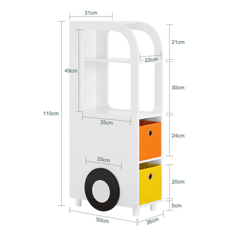 SoBuy KMB67-W Boekenrek voor Kinderen, Kinderboekenkast, Kinderrek, Kinderplank, Boekenplank, Speelgoedplank