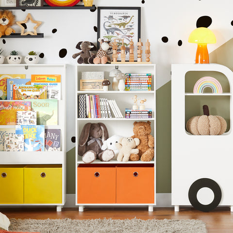SoBuy KMB68-W Boekenrek voor Kinderen, Kinderboekenkast, Kinderrek, Kinderplank, Boekenplank, Speelgoedplank