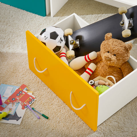 SoBuy KMB73-W Speelgoedkist voor kinderen, speelgoedkist met deksel, opbergdoos voor kinderen, speelgoedbox, speelgoed, opslag voor kinderen