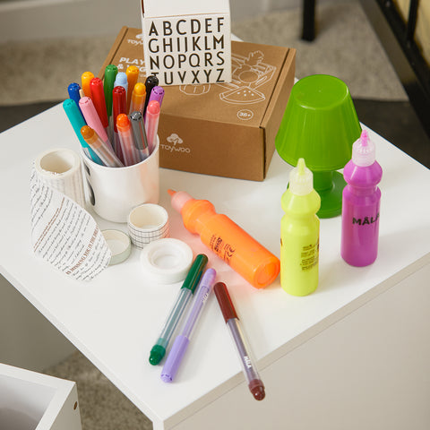 SoBuy KMB74-W Speelgoedkist voor Kinderen, Speelgoed Opbergdoos, Kinderspeelgoedkist, Kinder Opbergkast met 1 Lade, Kinderboekenplank