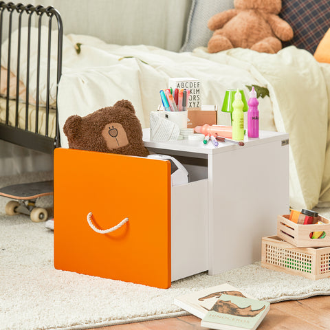 SoBuy KMB74-W Speelgoedkist voor Kinderen, Speelgoed Opbergdoos, Kinderspeelgoedkist, Kinder Opbergkast met 1 Lade, Kinderboekenplank