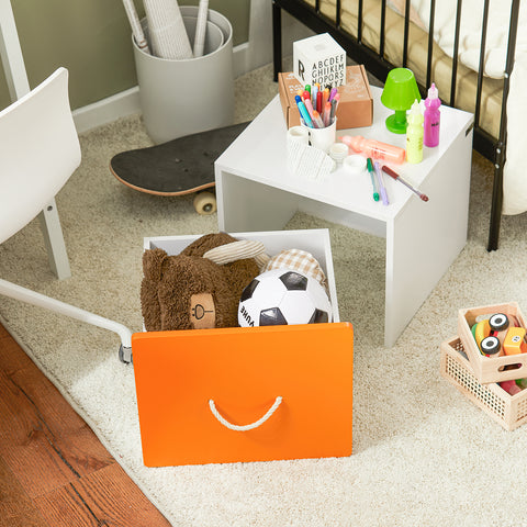 SoBuy KMB74-W Speelgoedkist voor Kinderen, Speelgoed Opbergdoos, Kinderspeelgoedkist, Kinder Opbergkast met 1 Lade, Kinderboekenplank