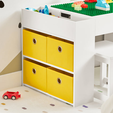 SoBuy KMB75-W Kinderbureauset, Kindertafel met 2 Stoelen, Bouwtafelset met 2 Stoelen, Kinderbureau met 8 Opbergbakken, Speeltafel, Peuters Tafel