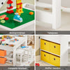 SoBuy KMB75-W Kindertafel met 2 Stoelen – Multifunctionele Speeltafel met Bouwblokblad, 8 Opbergmanden, MDF E1, Wit