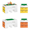 SoBuy KMB75-W Kindertafel met 2 Stoelen – Multifunctionele Speeltafel met Bouwblokblad, 8 Opbergmanden, MDF E1, Wit