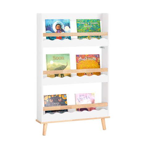 SoBuy KMB77-W Kinderboekenkast, Boekenrek voor Kinderen, Kinderrek, Kinderplank, Boekenplank, Speelgoedplank met 3 Planken