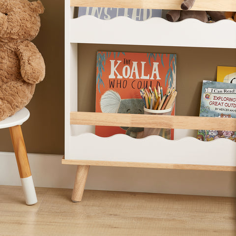 SoBuy KMB77-W Kinderboekenkast, Boekenrek voor Kinderen, Kinderrek, Kinderplank, Boekenplank, Speelgoedplank met 3 Planken