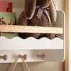 SoBuy KMB78-W Wandplank voor Kinder, Hangende Opbergplank, Kinderkapstok, Boekenplank, Wand Boekenkast met 1 Plank en 5 Haken voor Kinderkamer