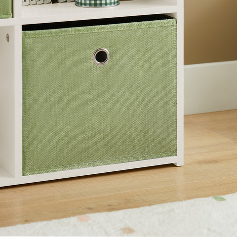 SoBuy KMB79-W Kinderboekenkast met 3 Planken, met 4 Opbergvakken en 2 Stoffen Dozen, Boekenkast voor Kinderen, Boekenplank, Boekenrek, Speelgoedplank