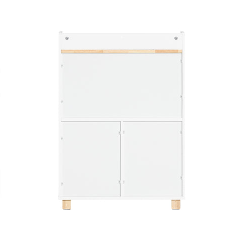 SoBuy KMB84-W Kinderboekenkast met 1 Plank, 1 Open Vakken en 2 Deuren, Boekenkast, Boekenplank, Boekenrek, Speelgoedkast