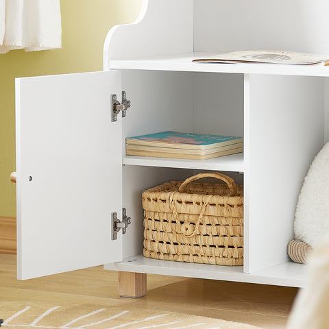 SoBuy KMB84-W Kinderboekenkast met 1 Plank, 1 Open Vakken en 2 Deuren, Boekenkast, Boekenplank, Boekenrek, Speelgoedkast
