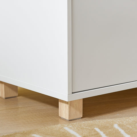 SoBuy KMB84-W Kinderboekenkast met 1 Plank, 1 Open Vakken en 2 Deuren, Boekenkast, Boekenplank, Boekenrek, Speelgoedkast