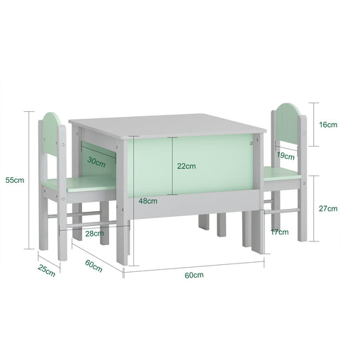SoBuy KMB88-HG Kinderbureauset, Kindertafel en 2 Stoelen, Bureautafelset voor Kinderen met 2 Stoelen, Kinderbureau, Kindertafel, Kinderstudietafel