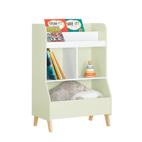 SoBuy KMB90-GR Boekenkast voor Kinderen, Boekenplank,Speelgoedplank, voor Kinderkamer, Speelkamer, met 2 Planken