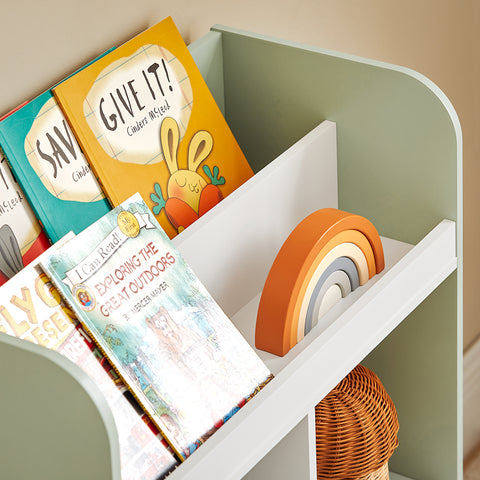 SoBuy KMB90-GR Boekenkast voor Kinderen, Boekenplank,Speelgoedplank, voor Kinderkamer, Speelkamer, met 2 Planken